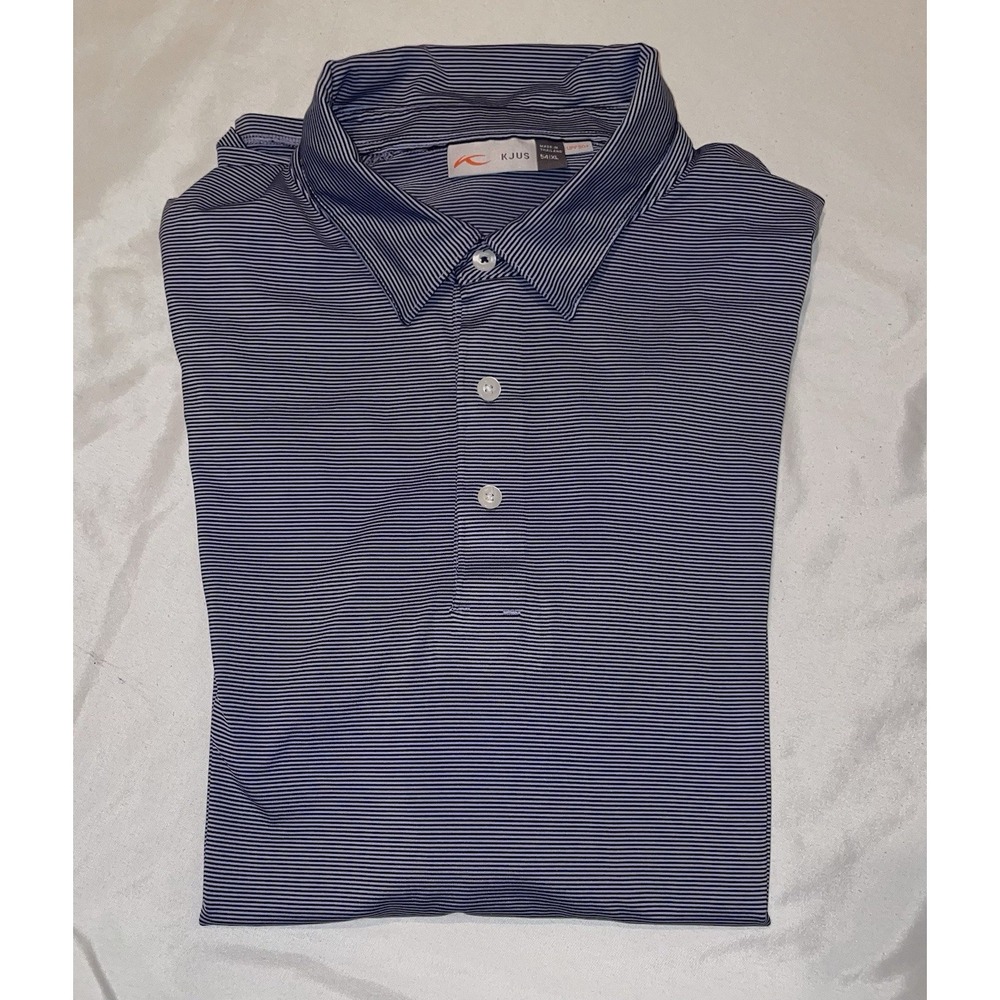 KJUS Mens 54XL Polo Blue Striped Golf UPF‎ 50+ Performance Short Sleeve Shirt